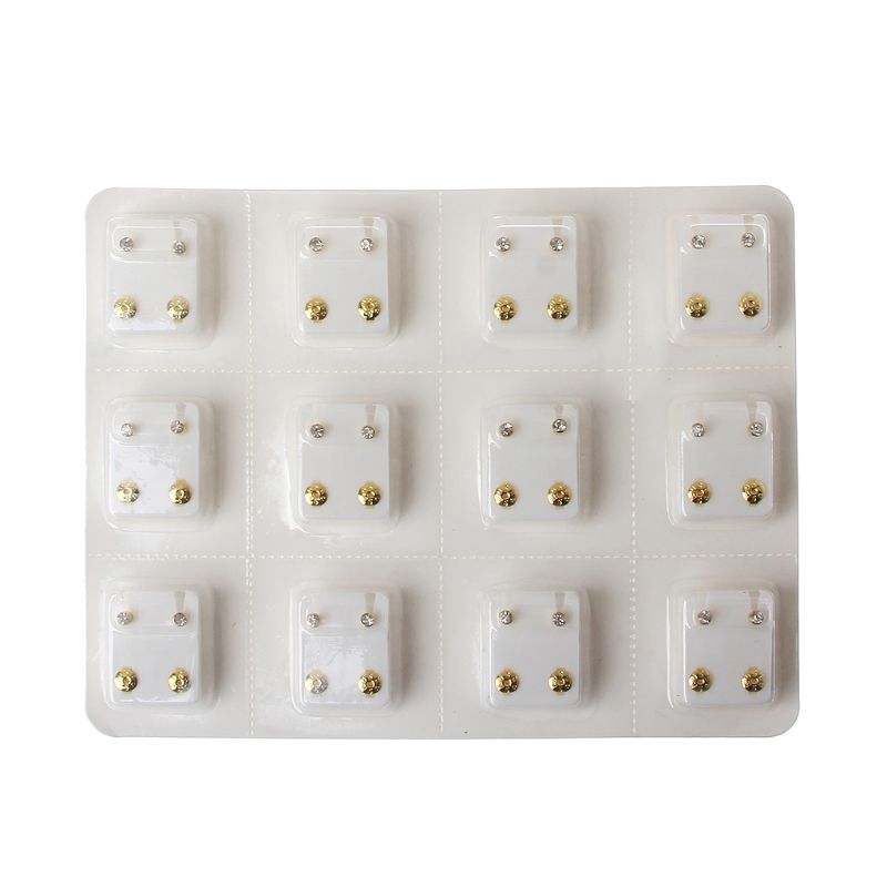 Bộ 12 cặp bông tai mini 3mm CZ thời trang