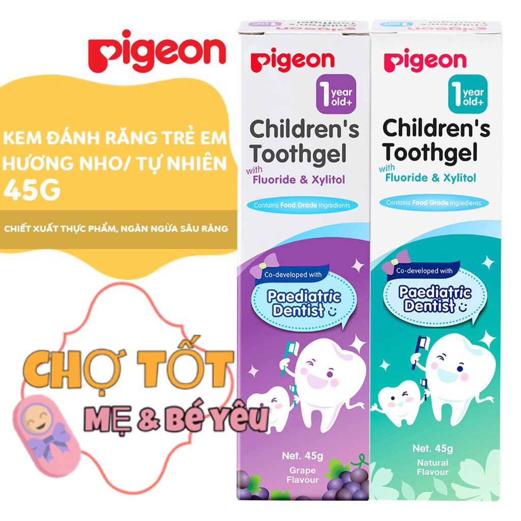 Kem đánh răng cho bé Pigeon 45g - hương Nho/ hương Tự nhiên