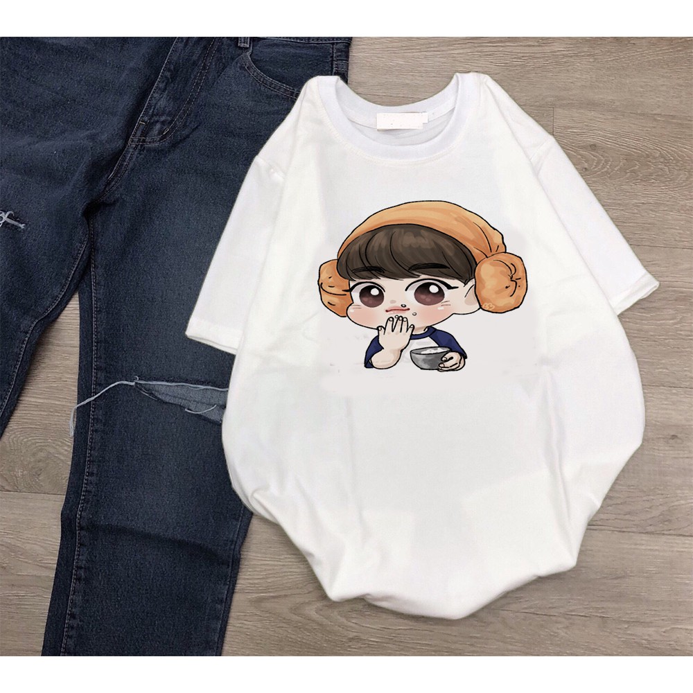 Áo thun Cotton Unisex - Fan Got7 Hàn Quốc - K-Pop - Chibi - Park Jin Young đội khăn