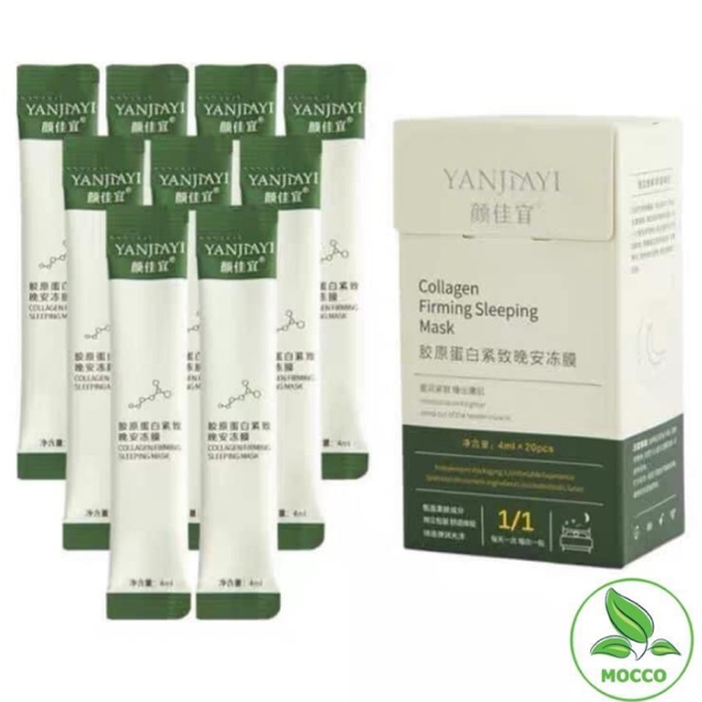 Một Hộp 20 Gói Mặt Nạ Ngủ Thạch Collagen YanJiayi Nâng Cơ, Căng Bóng, Bổ Sung Collagen Gấp 5 Lần