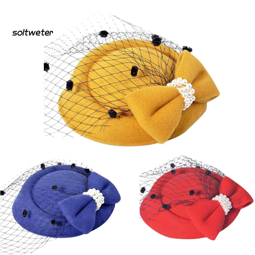 Kẹp Tóc Hình Nón Phối Lưới Đính Ngọc Trai Giả Thời Trang Cho Nữ
