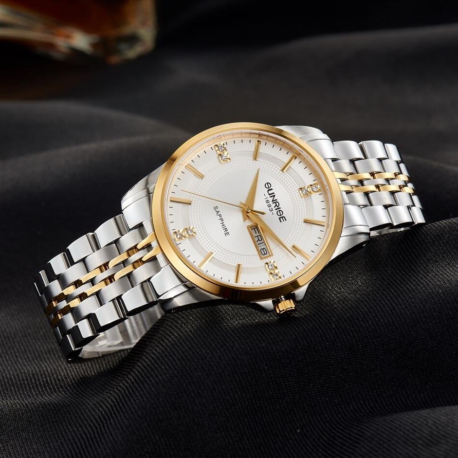 Đồng hồ nam nữ, đồng hồ đôi chính hãng Sunrise 1198SA và 2198SA kính sapphire chống xước, chống nước