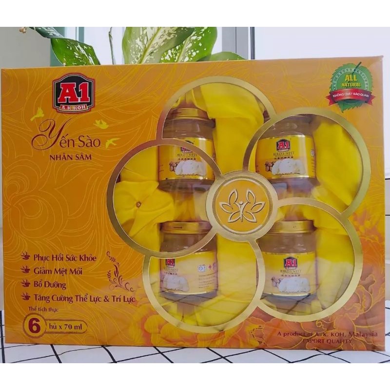 Yến sào nhân sâm A1-Malaysia bồi bổ sức khỏe bổ phổi tăng sức đề kháng cho cơ thể,hộp 6 hũ ×70ml | BigBuy360 - bigbuy360.vn