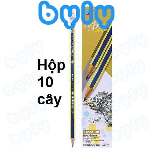 Bút chì gỗ 𝑻𝒉𝒊𝒆̂𝒏 𝑳𝒐𝒏𝒈 ngòi HB có gôm GP-04