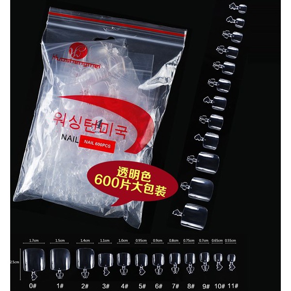 Móng Giả Dán Móng Chân Gói 600 Chiếc - Trong Suốt (Gói)