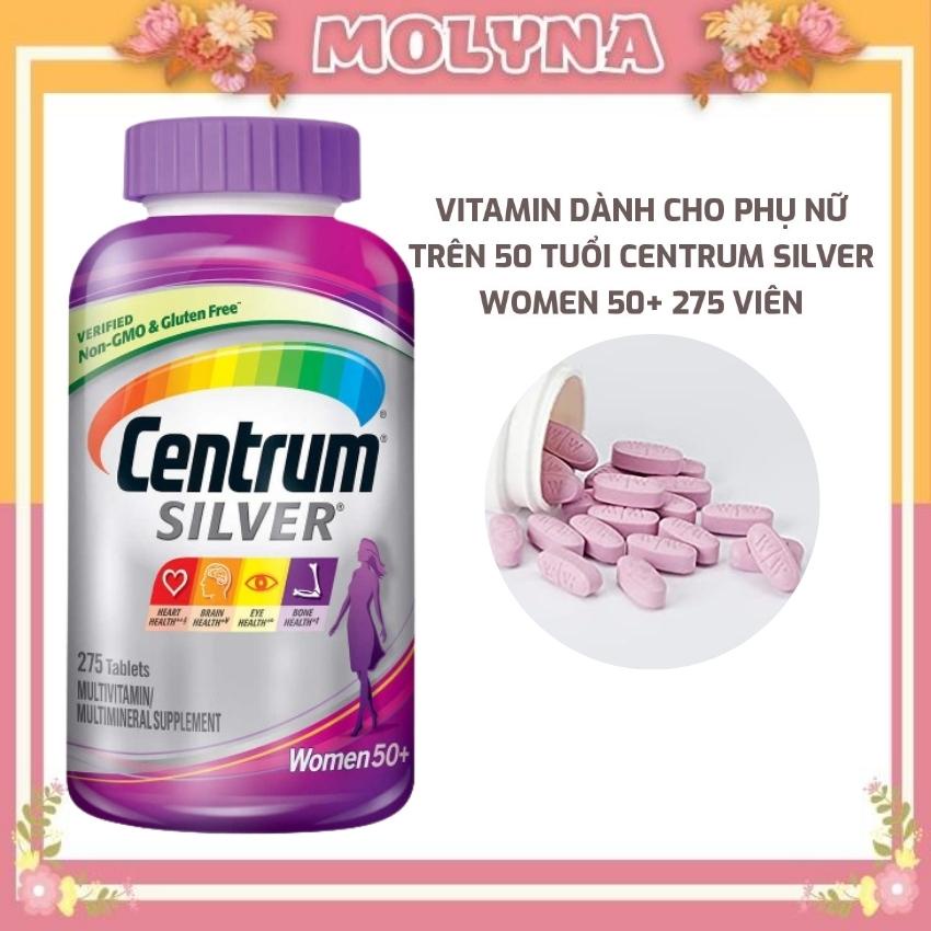 Viên uống Centrum Silver Women 50+ Bổ sung vitamin tổng hợp và khoáng chất cho phụ nữ trên 50 tuổi Hộp 275 viên MOLYNA
