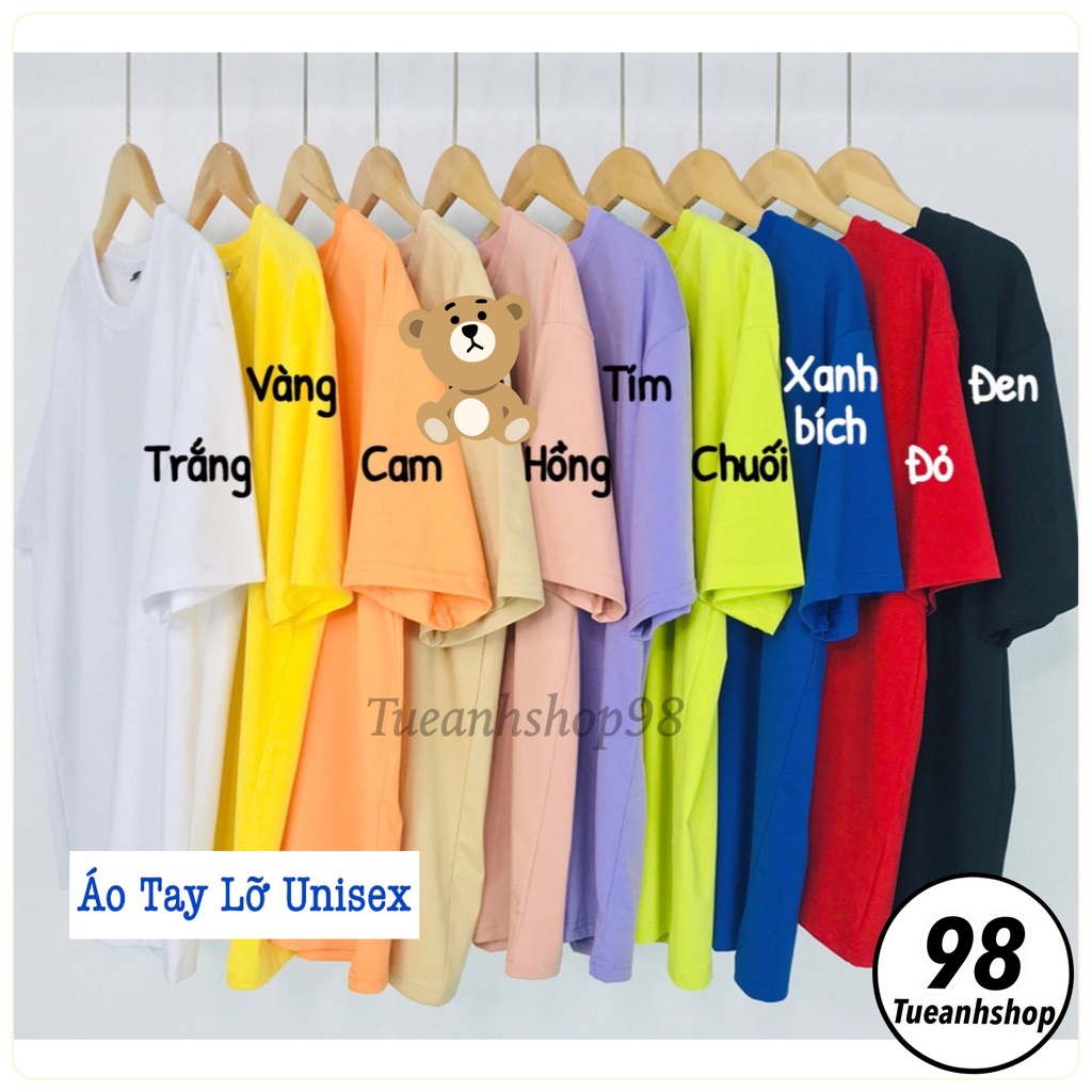 Áo Thun Trơn Tay Lỡ 16 MÀU Chất Vải Cotton mềm mịn - Áo Thun Nam Nữ From Rộng Unisex Phong Cách Hàn Quốc Freesize 38-68k