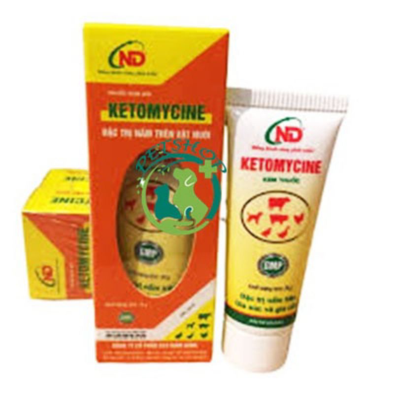 Ketomycine ND - Kem bôi đặc trị nấm viêm da ngứa rụng lông chó mèo thú cưng, gia súc, gia cầm tuýp 25g Ngaupet