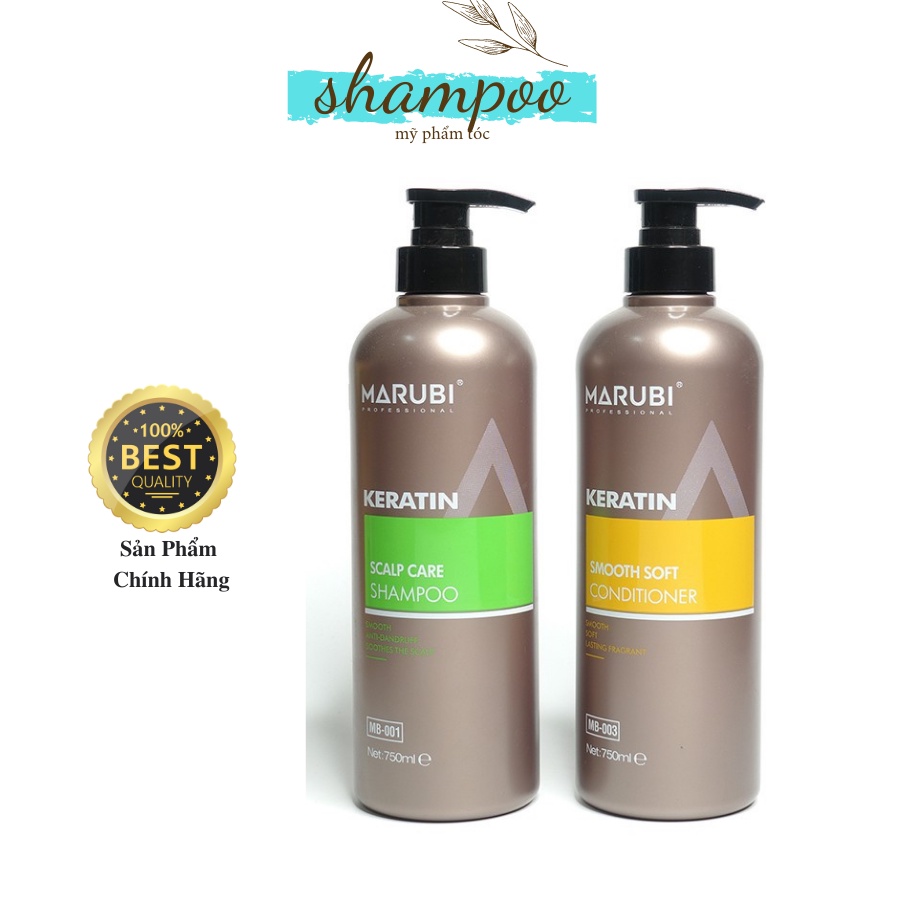 Dầu gội đầu KERATIN MARUBI 750ml cặp dầu gội xả phục hồi hư tổn giảm rụng tóc chính hãng