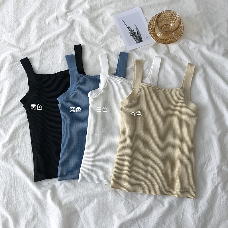 NUZIRO  Áo hai dây dệt kim dáng ôm kiểu dáng thời trang dành cho nữ