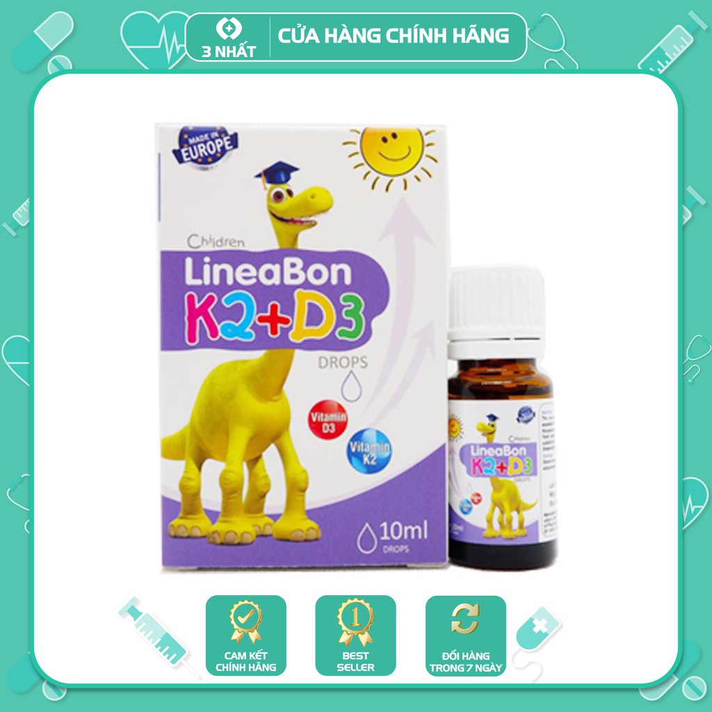 Lineabone D3K2 hộp 10ml, giúp bổ sung K2 D3 hỗ trợ tăng cường hấp thu canxi cho trẻ