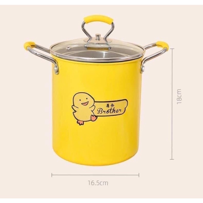 Nồi Chiên Ngập Dầu Mini Vịt Vàng Tặng Kèm Rổ Inox Size 18cm