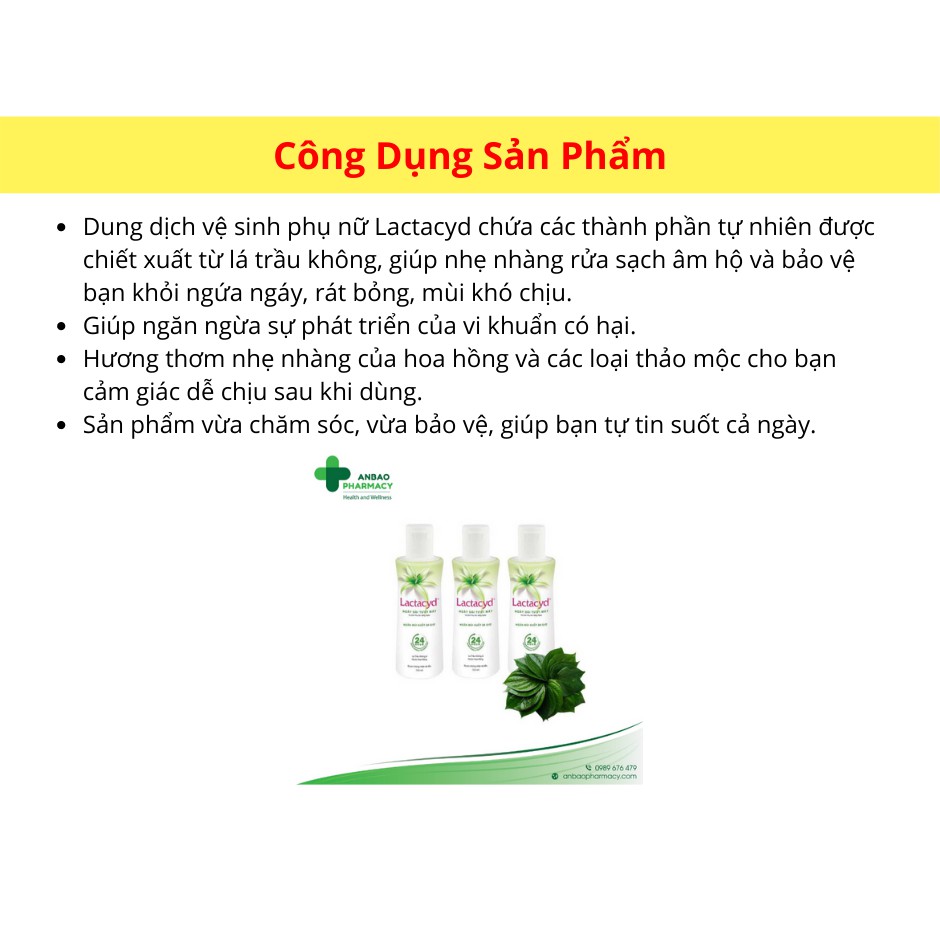 Vệ sinh phụ nữ Lactacyd Lá Trầu Không và Nước Hoa Hồng (150ml)