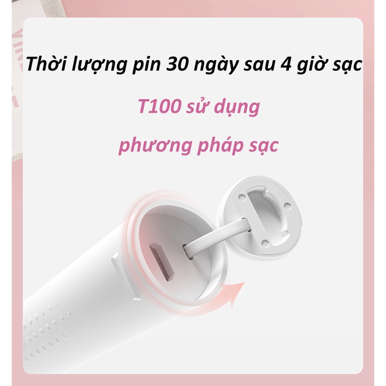 Bàn chải điện Xiaomi Mijia T100 -Sóng Âm Không Dây Có Thể Sạc Qua USB Siêu Âm Không Thấm Nước Tự Động Bàn Chải Đánh Răng