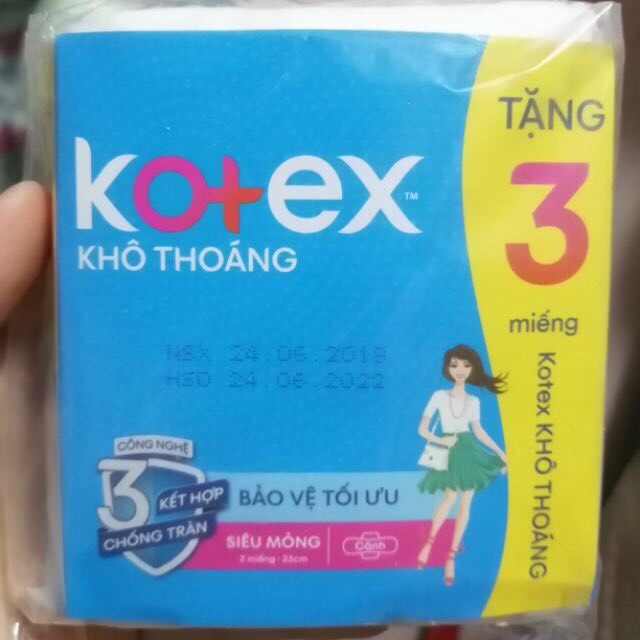 Băng vệ sinh Kotex Style Khô Thoáng-- khử mùi    (3 miếng túi -  23cm)