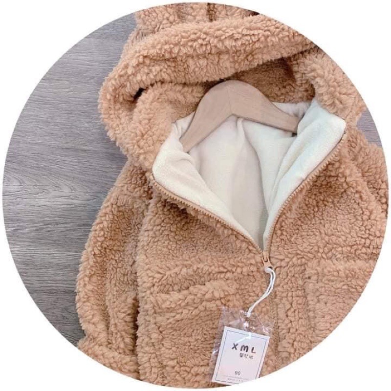 ÁO KHOÁC LÔNG TAI THỎ KÈM GẤU CHO BÉ