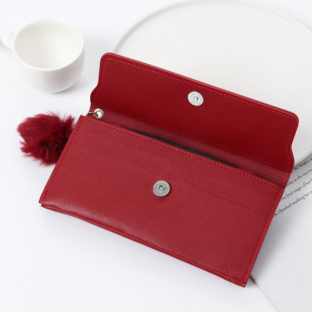 JUNE Ví Da Pu Cầm Tay Đính Bóng Lông Và Con Bướm