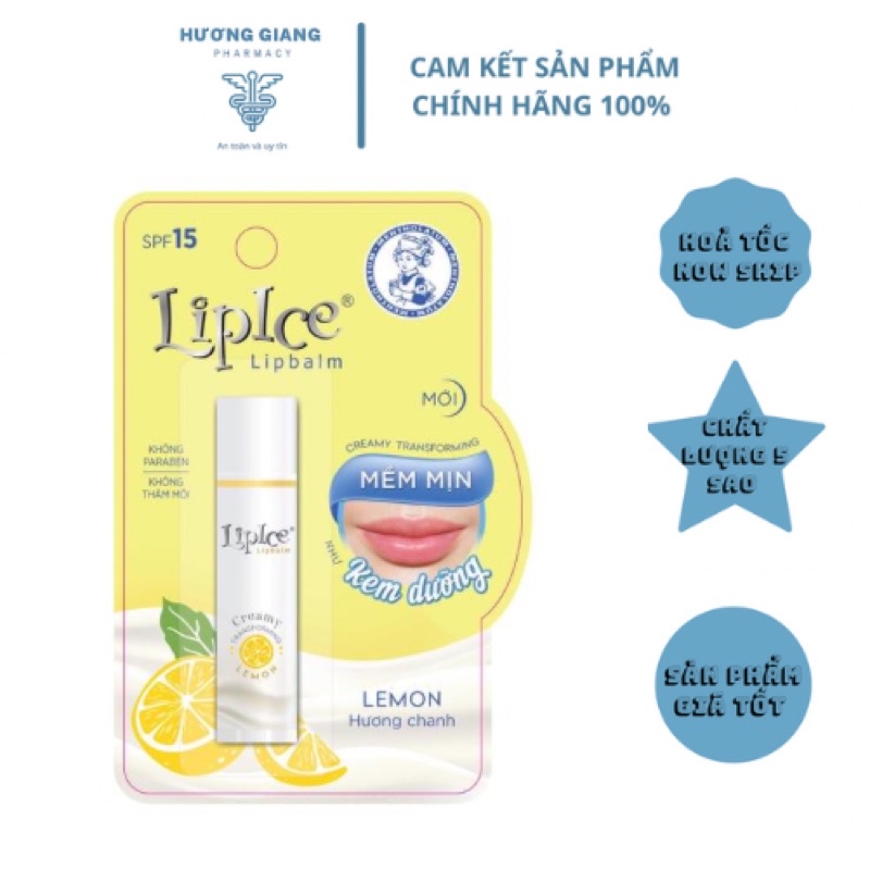 Son dưỡng môi không màu LipIce Lipbalm hương chanh 3g
