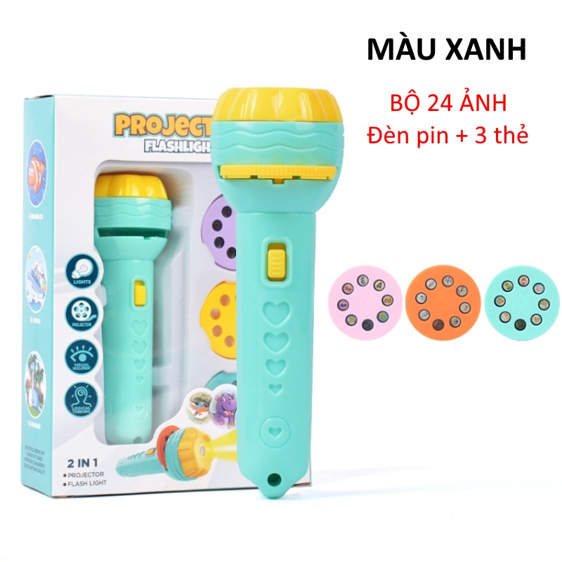 Đèn pin chiếu hình cho bé 32 hình sắc nét Đồ chơi đèn chiếu ảnh ngộ nghĩnh đáng yêu