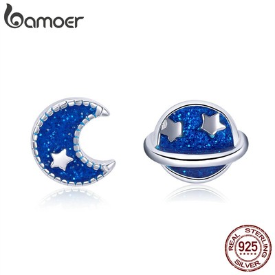 BAMOER Khuyên Tai Mặt Trăng / Hành Tinh / Ngôi Sao vse151 Phong Cách Hàn Quốc