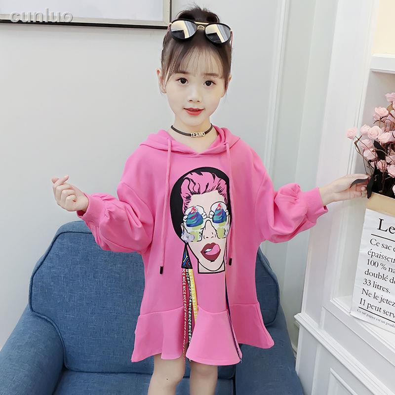 Đầm Hoodie Họa Tiết Hoạt Hình Thời Trang Thu Đông Hàn Quốc 2018 Cho Bé Gái