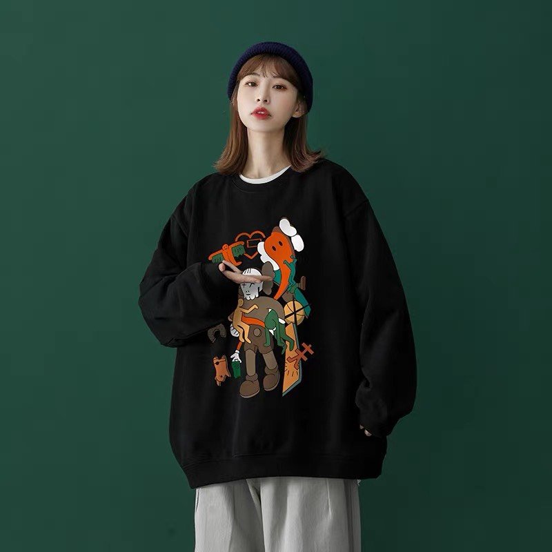 Áo Sweater form rộng Unisex nam nữ, Áo Sweater chất nỉ bông dày dặn