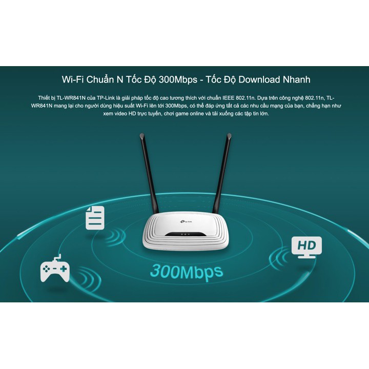 Router WiFi Chuẩn N Tốc Độ 300Mbps TP-Link TL-WR841N - Hàng Chính Hãng