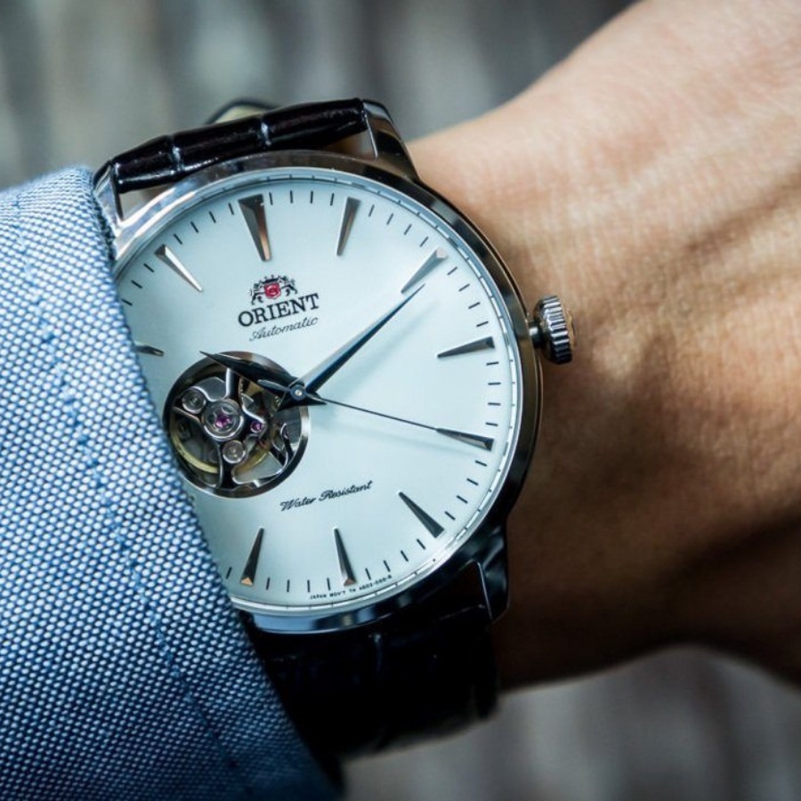 Đồng hồ cơ lộ máy nam Orient FAG02005W0 kính cứng chống va đập, chống nước 5 ATM, dây da thời trang cao cấp, chính hãng