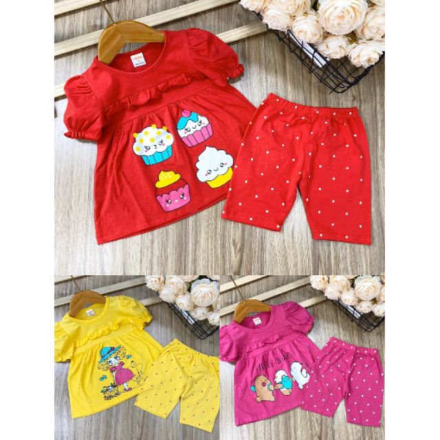 Set 3 bộ thun cotton cho bé gái