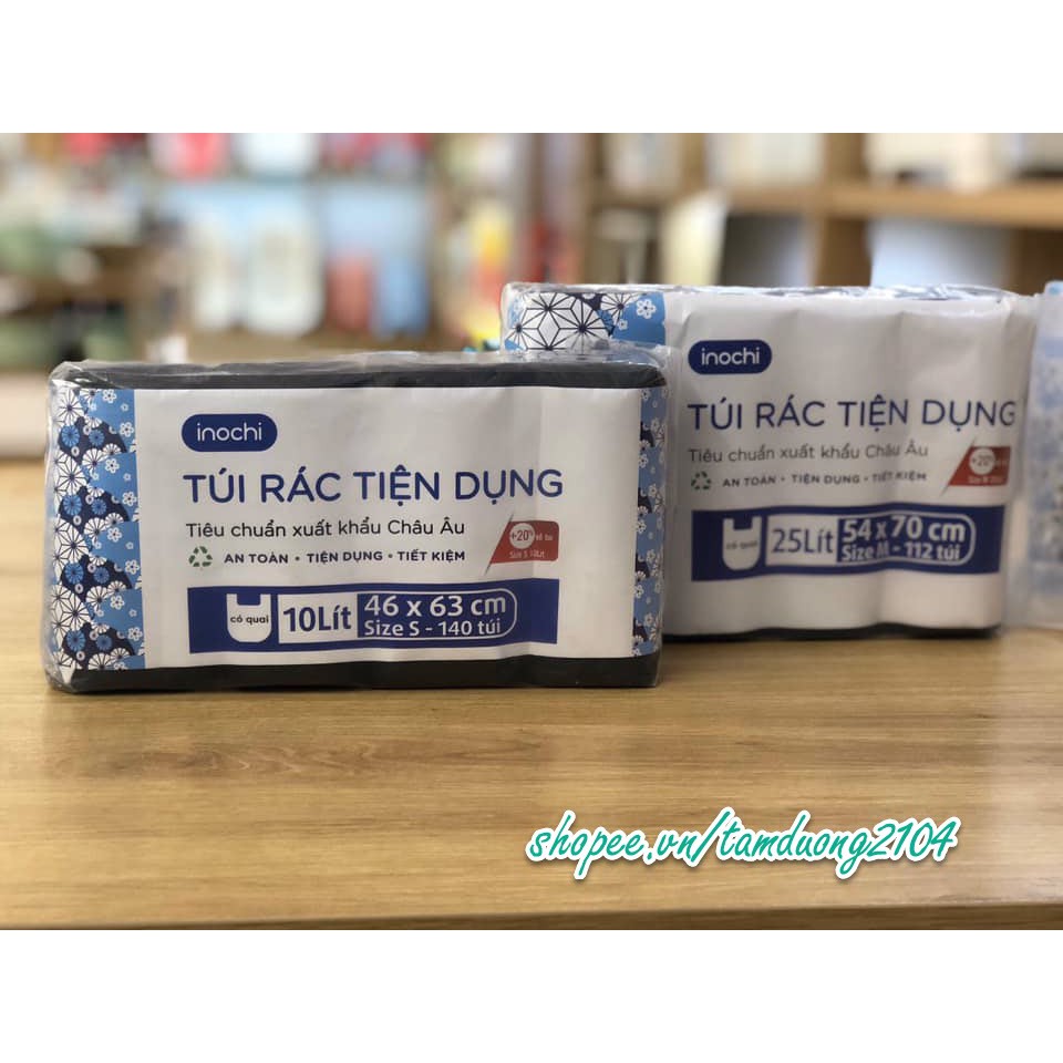 Lô 4 cuộn túi rác tự huỷ có quai Inochi (Soji)