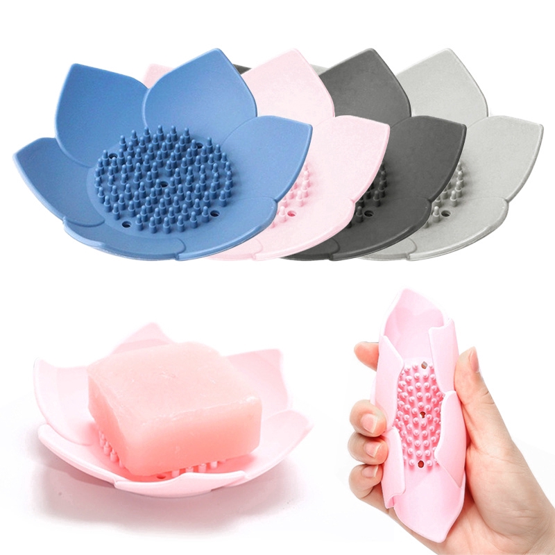 Khay đựng xà phòng rửa chén hình hoa sen bằng silicon thoáng khí