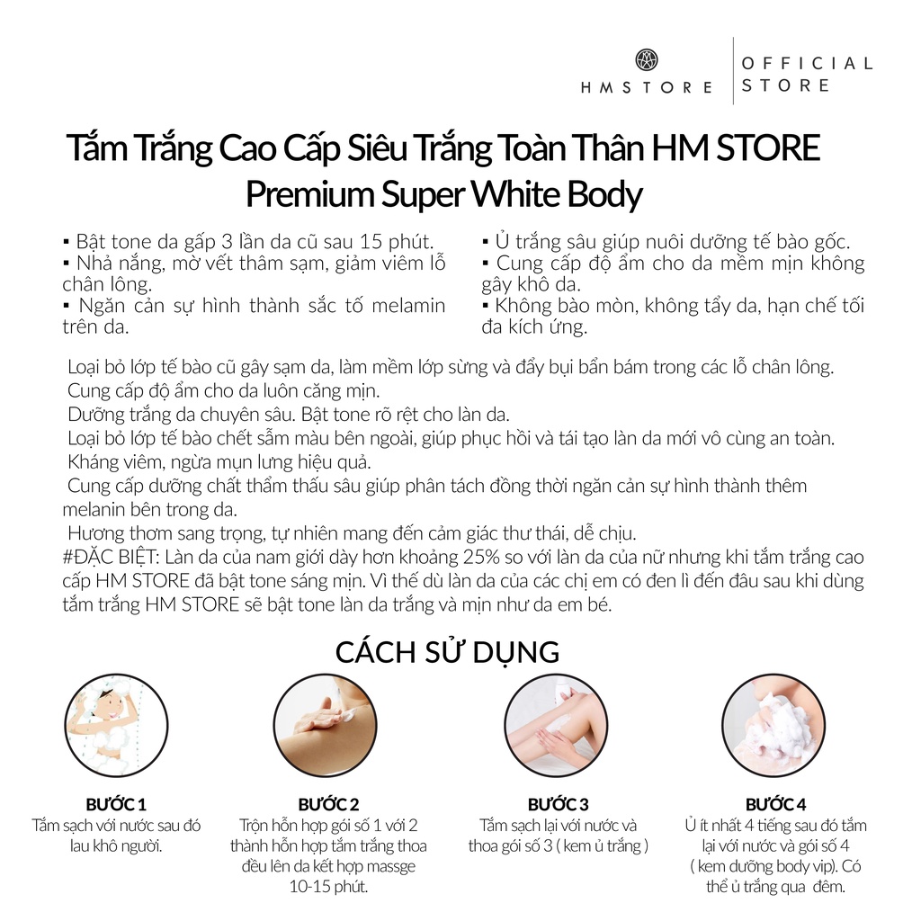 Tắm Trắng Cao Cấp Toàn Thân [HM STORE - Premium Super White Body]