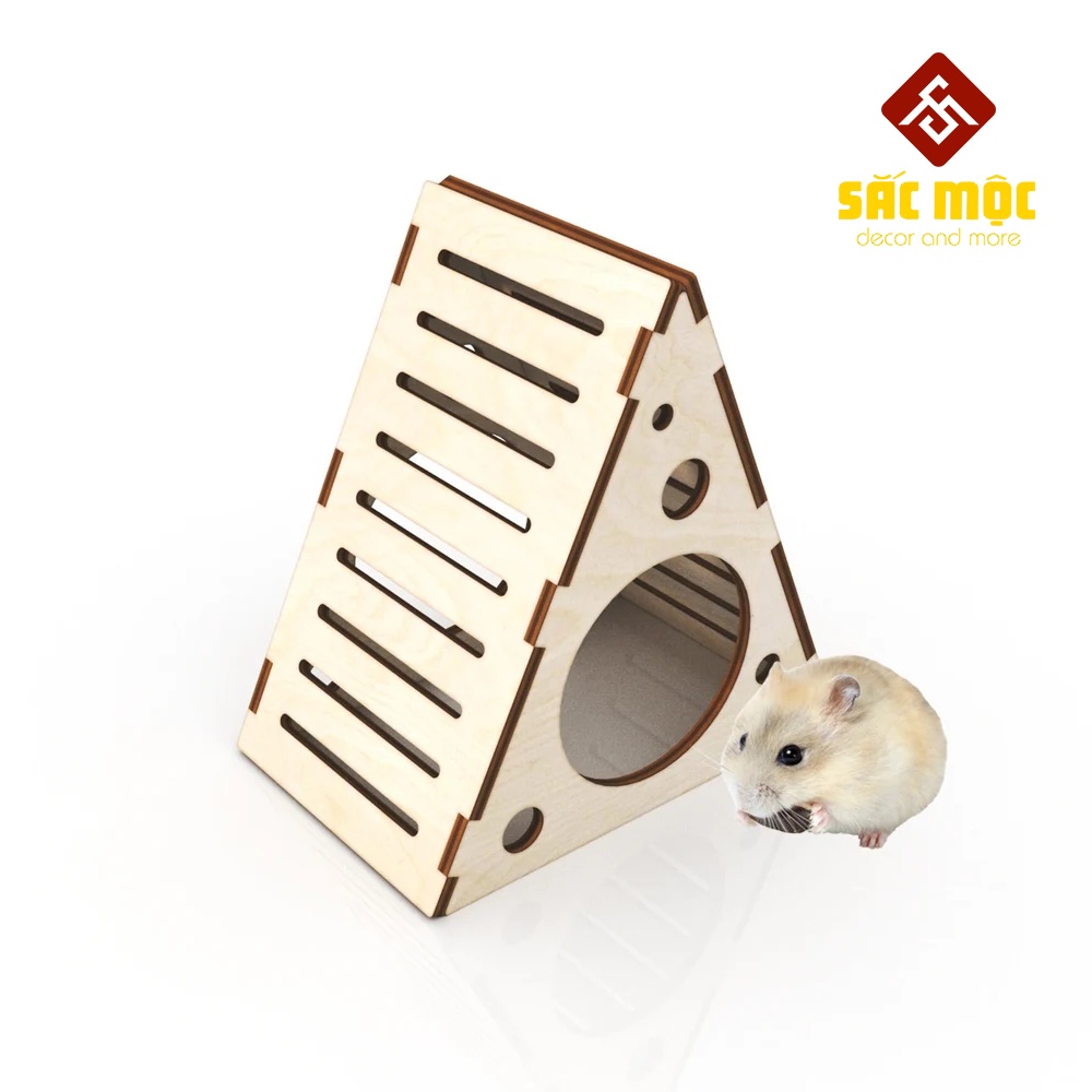 Mô Hình Nhà Tam Giác #6 Gỗ Lắp Ráp Cho Chuột Hamster Size 12.2*11.5*7 cm