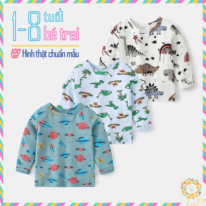 Áo bé trai WELLKIDS áo thun dài tay cho bé in hình vui nhộn chất cotton hàng xuất Âu Mỹ
