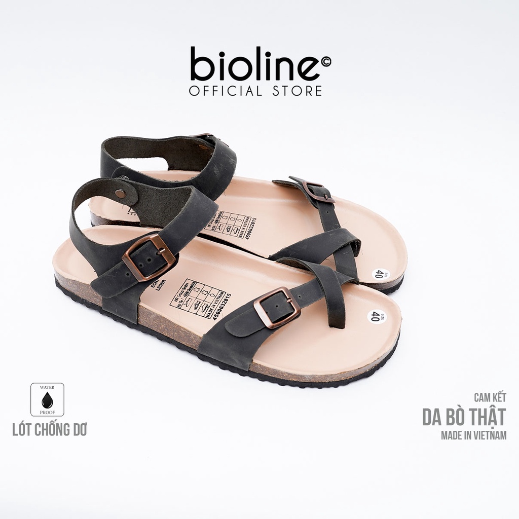 DK14-LÓT CHỐNG NƯỚC-Giày sandal đế trấu Birken da bò thật nam nữ, dép xăng đan công sở, dép đế trấu Bioline D14