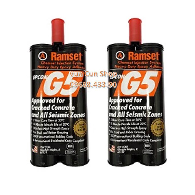 Keo khoan cấy thép - Ramset G5 - keo epoxy hai thành phần cường độ cao (tuýp 650ml)