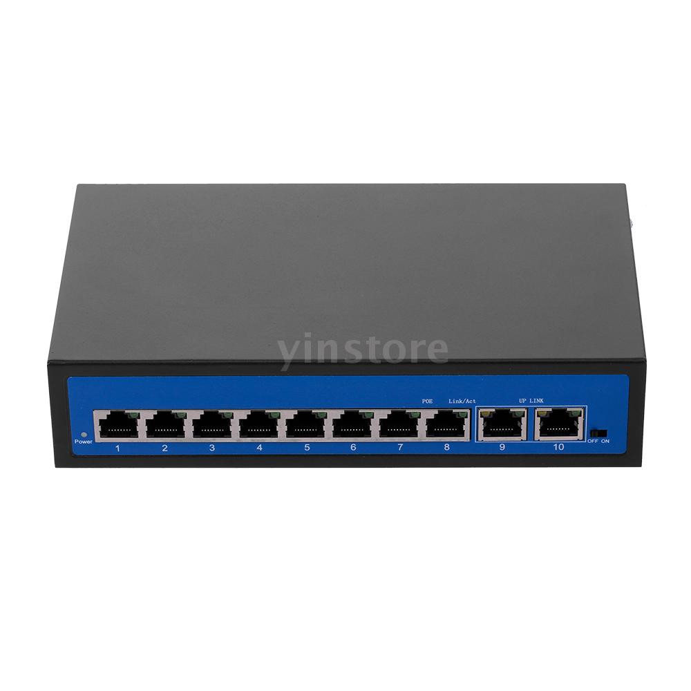 yins♥ZWD-8+2BZDN-X 8+2 POE Switch 8 Ethernet Port 2 Uplink Ethernet Port 2.0Gbps  for IP Camera Wireless AP UK Plug