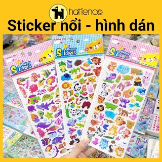 Sticker, hình dán động vật dễ thương, hình dán nổi kitty, doreamon, công chúa, heo peppa