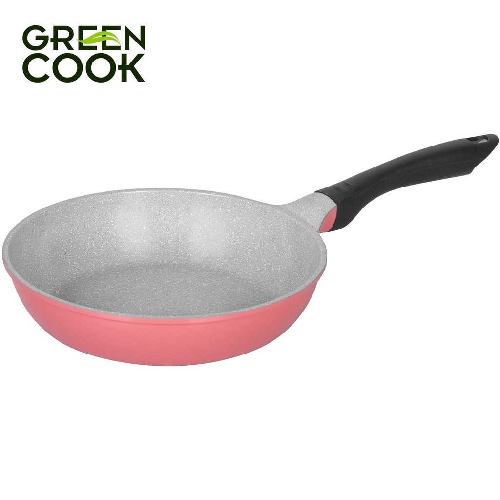 [Hàng chính hãng] Chảo đúc đáy từ chống dính men đá GreenCook GCP03 mẫu mới size 20/24/26/28/30cm công nghệ Hàn quốc