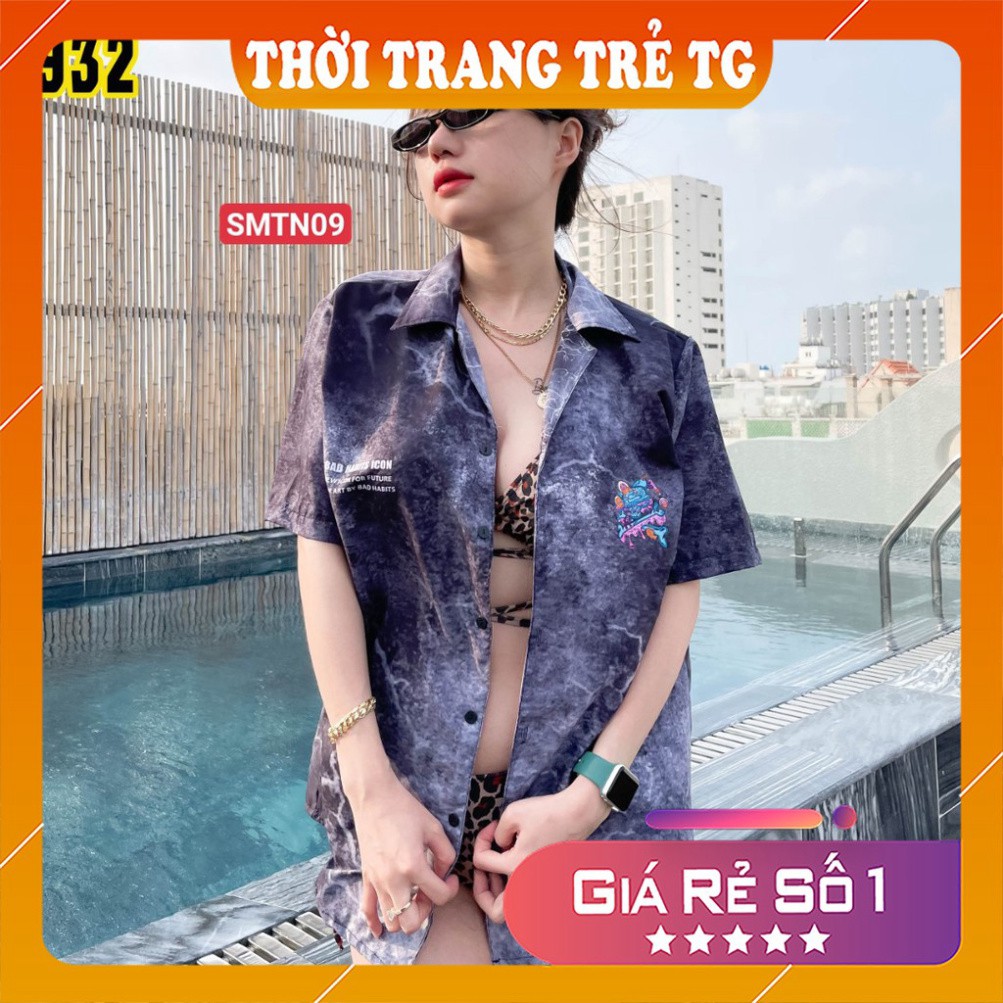 Áo sơ mi tay ngắn 𝑭𝒓𝒆𝒆𝒔𝒉𝒊𝒑 Áo sơ mi Unisex SMTN06 3D Form Rộng, Tay Lỡ Unisex