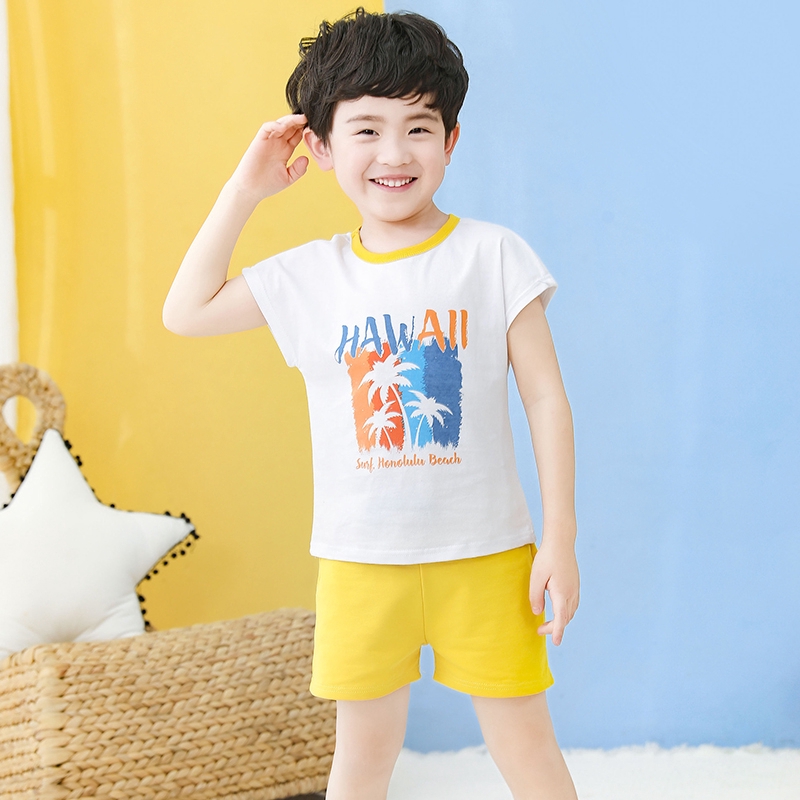 Children's Summer Multi-style Fashion Mango Pineapple T-shirt + Soft and Comfortable Shorts 2Pcs/set