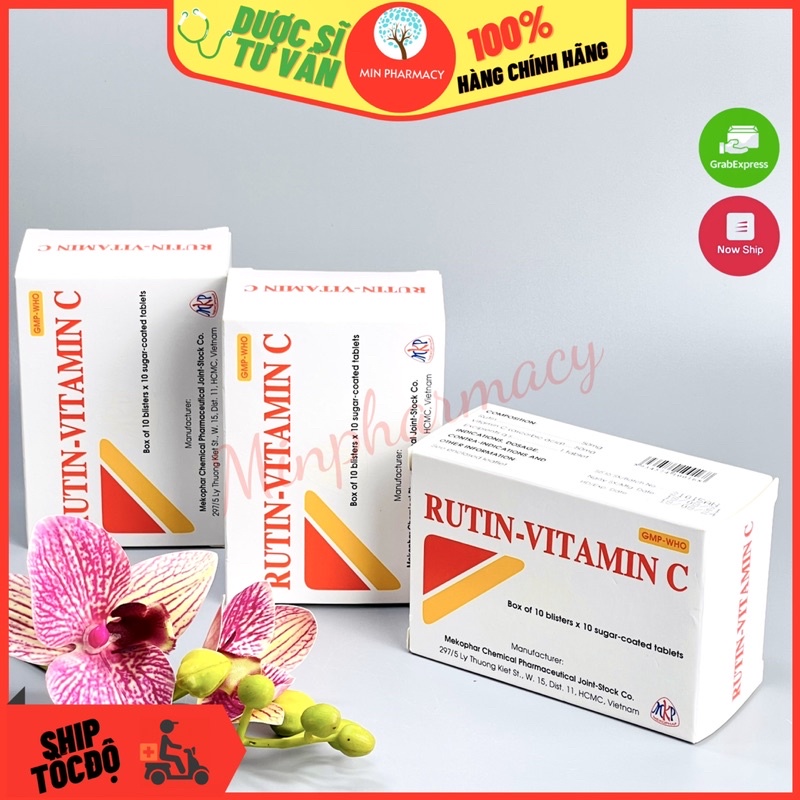 Viên uống RUTIN - VITAMIN C Mekophar Làm tăng sức bền thành mạch (hộp 100 viên) - Minpharmacy