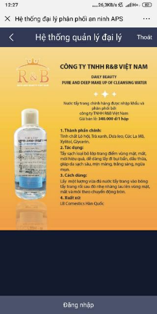 Nước tẩy trang chuẩn Hàn