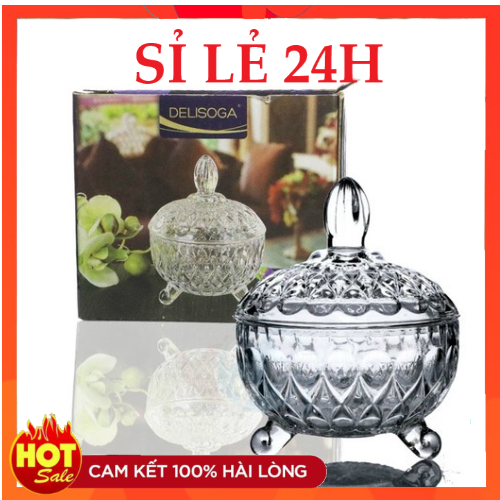 Thố Mứt Thủy Tinh Pha Lê Cực Đẹp Sáng Bóng ( 12.5 x 15cm )