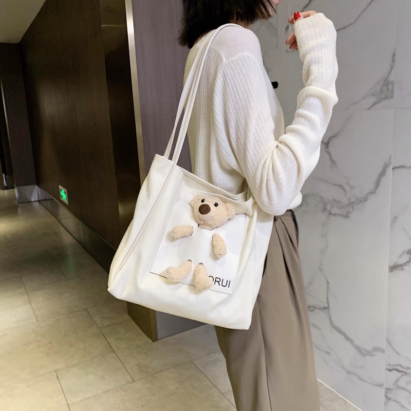 Túi tote vải đeo chéo canvas bag giá rẻ đẹp đi học LUKAMO TX654