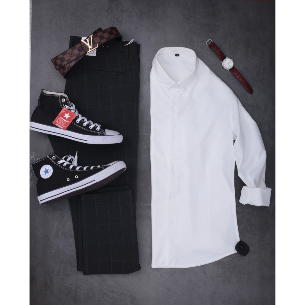 Áo Sơ Mi Nam Cotton Spandex Vải Co Giãn Form Slimfit Mềm Mịn Thấm Hút Tốt Có Bigsize - A068-1 | BigBuy360 - bigbuy360.vn