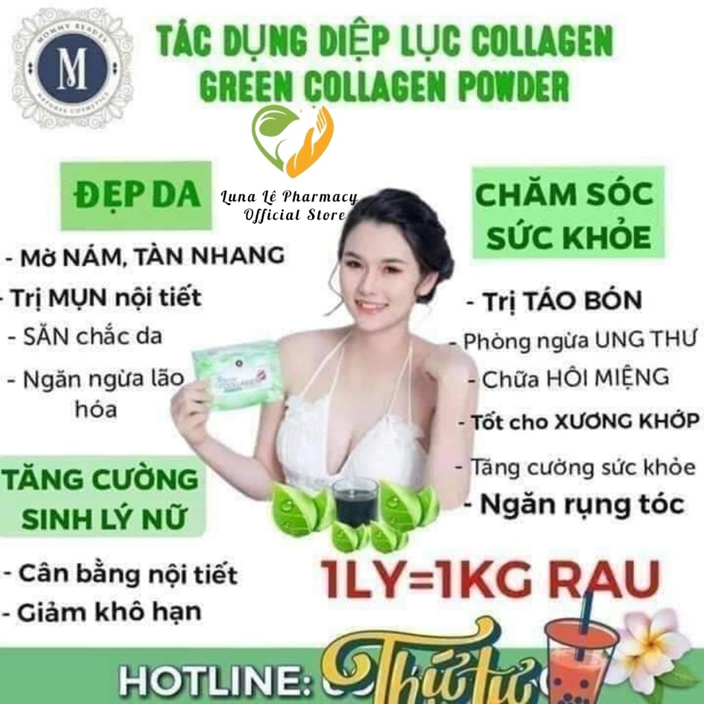 Diệp Lục Collagen Mờ Nám Tàn Nhang Hết Mụn Đẹp Da Hộp 30 Gói | Thế Giới Skin Care