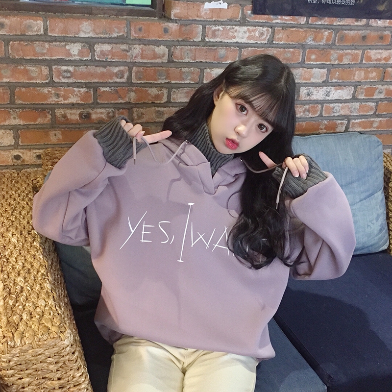 Áo khoác hoodie cổ lọ lót nhung giả nhiều lớp thời trang mùa đông | BigBuy360 - bigbuy360.vn