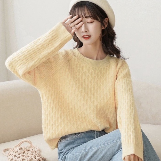 Áo len ZHELIHANGFEI dài tay dáng rộng phong cách học đường thời trang dành cho nữ