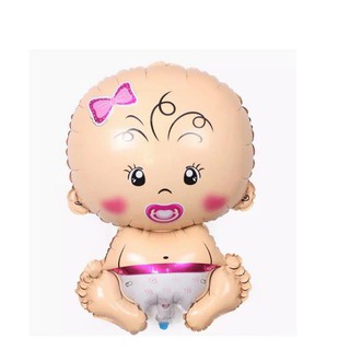 Bong bóng nhôm trang trí sinh nhật hình em bé ngậm ti, trang trí thôi nôi bé trai, bé gái size to